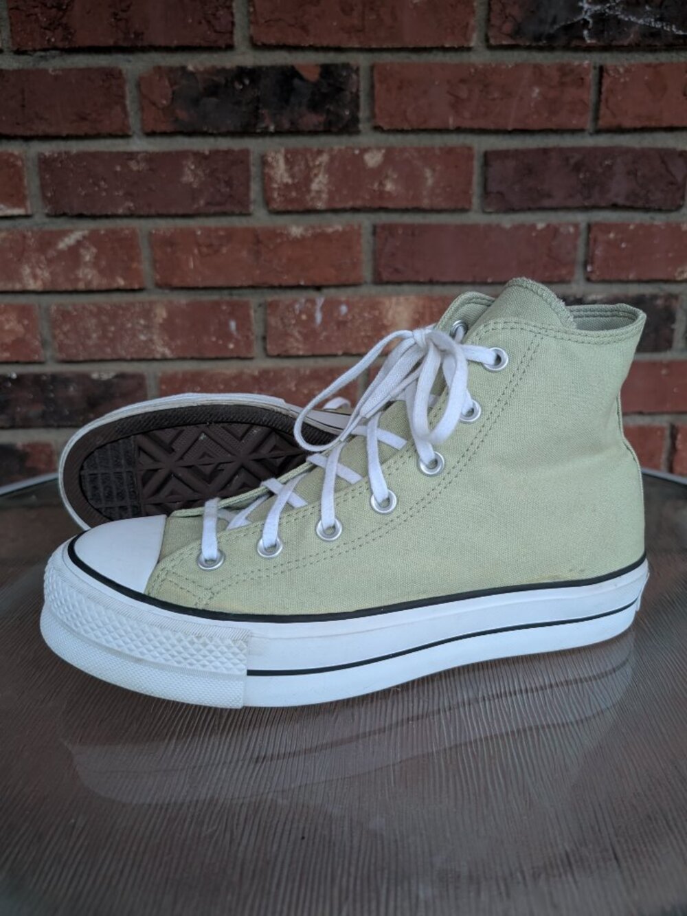 Women's Converse All Star Tan Platform Sneakers Shoes Size 10